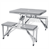 Outdoor Furniture Foldable Camping Table Set with 4 Stools Aluminum Extra Light - Gray
