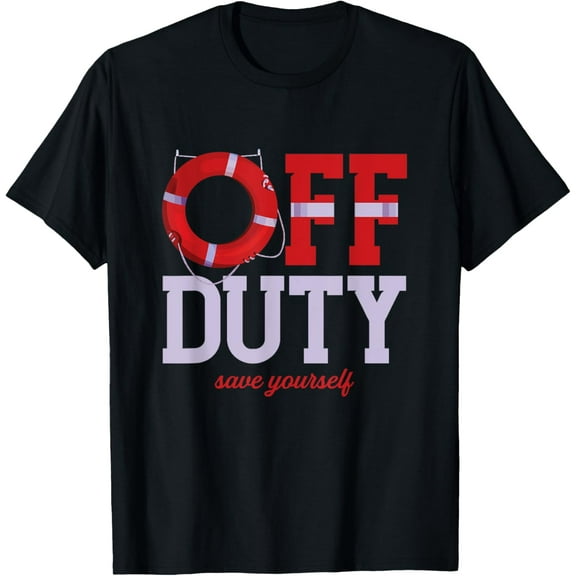 Off Duty Save Yourself | Lifeguards Life Ring | Swimming T-ShirtMen and women, Black T-shirt, size: Extra large