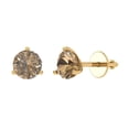 thumbnail image 2 of 2 Ct Round Cut Studs Champagne Crystal 14K Yellow Solid Gold Everyday Dainty Earrings Screw Back, 2 of 7