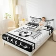 thumbnail image 4 of Manfei Soccer Print Bed Sheets 4 Pieces for Boys Girls, Football Sport King Sheets, Geometry Honeycomb Sheet Set, Microfiber Room Decor, 4 of 7