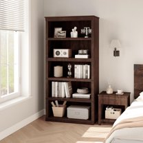 5-Tier Bookcase 67'' Tall Wooden Office Bookshelf with Large Open Storage Shelves Modern Farmhouse Bookshelf for Living Room