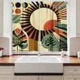 thumbnail image 2 of Ambesonne Monstera Kitchen Curtains, Mid Century Abstract Sun, 55"x45", Beige Burnt Orange Black, 2 of 3