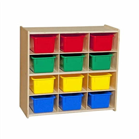 Wood Designs Contender Baltic Birch Storage 12 Compartment Cubby with Trays