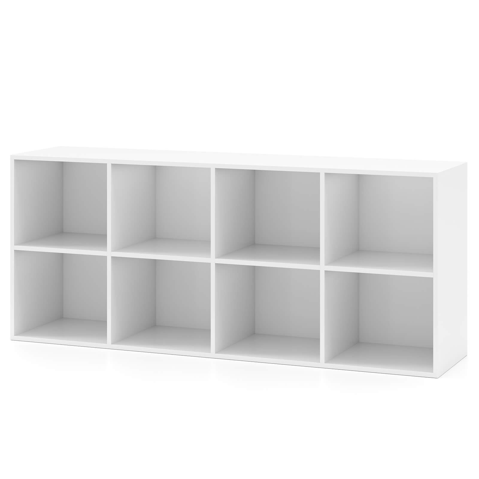 Costway 8-Cube Bookcase Bookshelf with 2 Anti-Tipping Kits Storage Organizer Rustic White