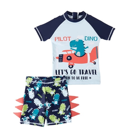 Shadoumai Toddler Baby Boy Swimsuit Casual Beach Swimwear Boys Two Piece Swim Set Vacation Boy Bathing Suit