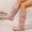 Pink, variant on Womens Fall Winter Mid Shaft Slouch Boots Round Toe Mid Block Heel Solid Color Buckle Accent Daily Casual Mid Calf Shoes Beige 8.5(41)