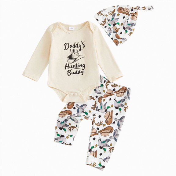 Staki Coming Home Outfit Boy with Hat Gender Neutral Long Sleeve Bodysuit Baby Outfit with Hat 12 18 Months(Beige, 12-18 Months)