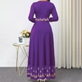 thumbnail image 7 of RYDCOT Elegant Dresses for Women 2023 Women's Retro Round Neck Casual Long Sleeved Printed Christmas Dresses for Women Long Sale or Clearance Purple, 7 of 7