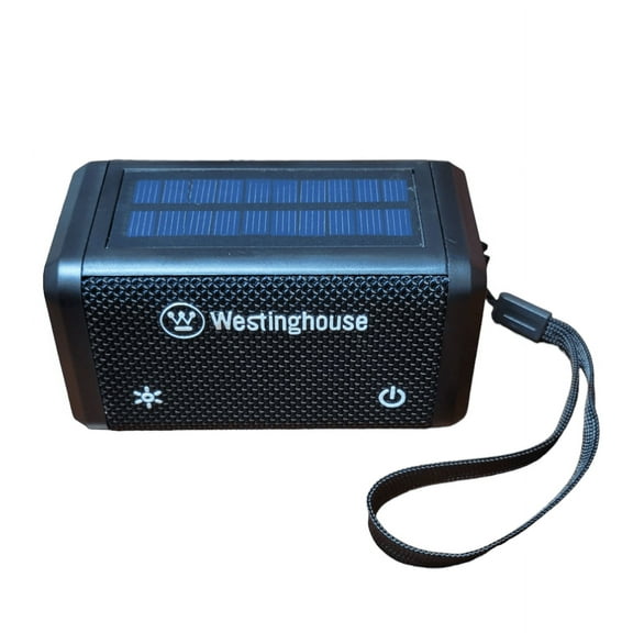 Westinghouse Solar Bluetooth Speaker with LED Flashlight for Emergency, Portable