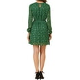 thumbnail image 3 of Vestido de fiesta de mujer Inspire Chic con escote en V, mangas largas, falda acampanada y estrellas doradas, talla L, verde oscuro, 3 of 8