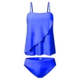 thumbnail image 4 of Strapless Tankini Swimsuits for Women 2 Piece Bandeau Blouson Swim Top with Bikini Bottom Tummy Control Bathing Suits, 4 of 7