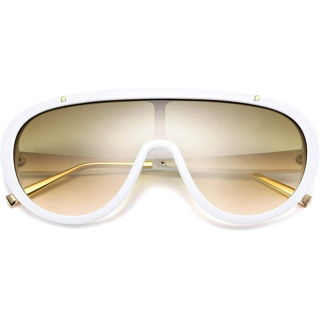 FEISEDY Lunettes de Soleil une Pièce Surdimensionnées Femmes Hommes Mode Verres Siamois Design Rétro B2580