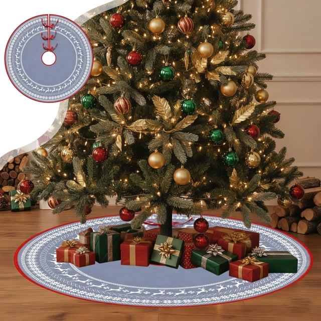 Exquisite Printed Christmas Tree Skirts Personalized Snowflake Christmas Tree Reindeer Skirts Christmas Decorations