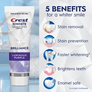 Crest 3D White Brilliance Luminous Purple Teeth Whitening Toothpaste, 4.6 oz