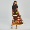 thumbnail image 2 of Jack-O'-Lantern Halloween Pumpkin Printed Short Sleeve Maxi Dress, Halloween Decorative Fashion Summer Maxi Dress For Women, 2 of 4
