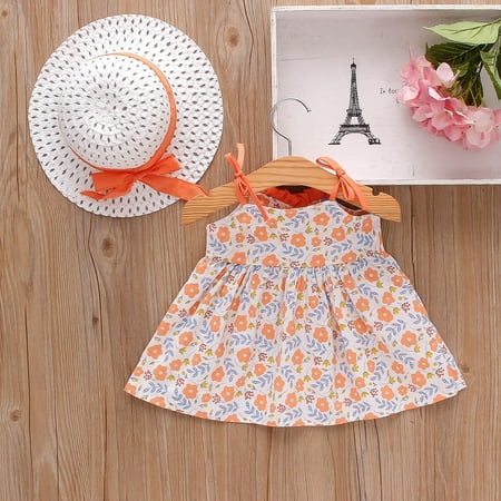 

PEASKJP Sequin Dress Toddler Girls Chiffon Boho Ruffle Flowy Sleeveless Bowknot Tulle Dress Orange 6-12 Months
