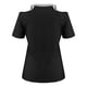 thumbnail image 2 of Gibobby Blusa Sexy Cuello en V Blusa de manga corta con cuello en V y hombros descubiertos para mujer(Negro,M), 2 of 5