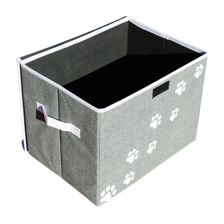 Canvas Pet Toy Box Storage Organizer, Dog Toy Storage Bin, Grey