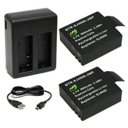 Replacement for SJCAM GeekPro Battery (2-Pack, 900mAh) and Dual Charger