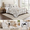 thumbnail image 6 of Full Quilt Set 78''x90'', Khaki Flower Lightweight Bedspread Coverlet Set with 2 Pillow Shams, Vintage Farmhouse Boho Leaf Spring Plant Breathable All Season Quilt Bedding for Bedroom/Guest Room, 6 of 9