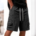 thumbnail image 2 of EOYWHK Mens Work Shorts Casual Quick Dry Elastic Waist Drawstring Athletic Shorts Soft Lightweight Breathable Activewear for Men Black, Size L, 2 of 9