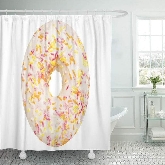 SUTTOM Colorful Frosted One Vanilla Glazed Donut Pastry Topping Top Shower Curtain 60x72 inch
