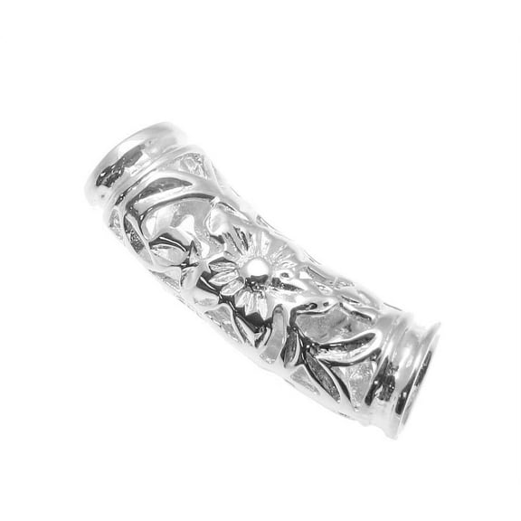 925 sterling silver Hawaiian plumeria scroll barrel 21mm pendant