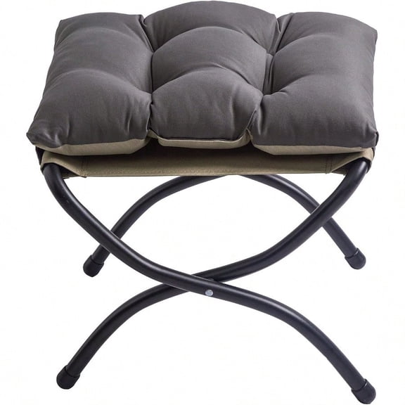 15 Foldable Foot Stool Ottoman With Metal Frame Washable Dark Grey Upholstered Indoor Outdoor Footrest For Living Room Bedroom Patio SpaceSaving Compact Design