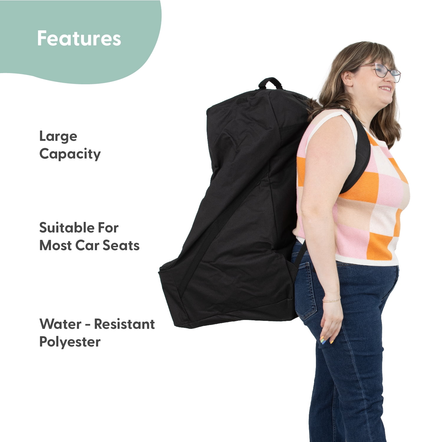 The Peanutshell Carseat Travel Bag for Airplane, Durable Padded Bag Gate Check Easy Carry Airport Car Seat Cover, Fits Most Graco, Evenflo, Toddler, Kids, Infant Baby Travel Essentials for Flying