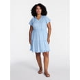 thumbnail image 2 of Time and Tru Women's Tiered Mini Dress with Flutter Sleeves, Sizes XS-XXXL, 2 of 6