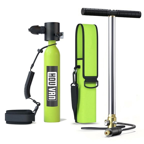HOUVAN 0.5L(3.5Cu ft) Diving Tank Set, Portable Mini Scuba Tank for Underwater Breathing, with Hand Pump, Backpack, Anti-Loss Rope, Suitable for Beginners and Experts.