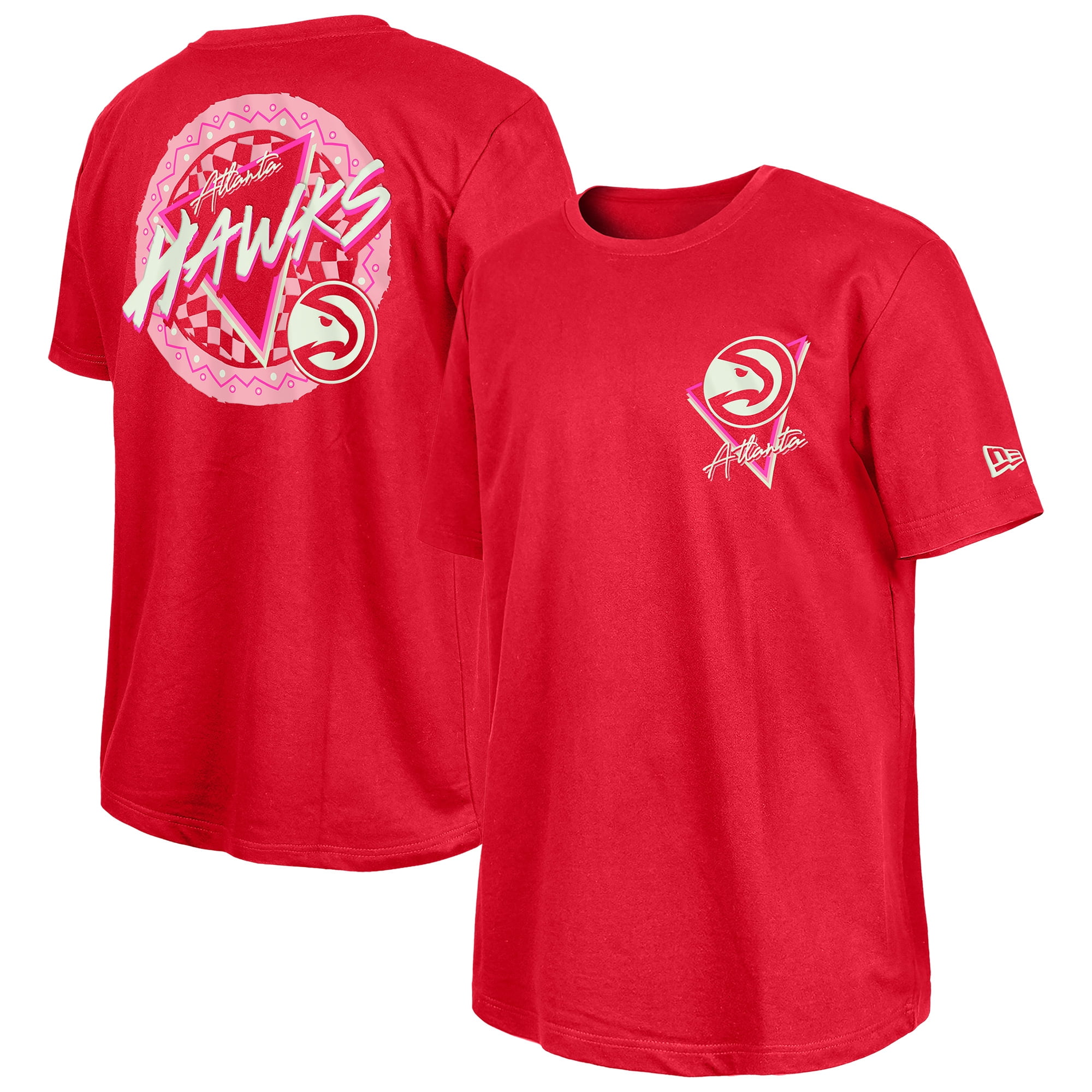 -New Era Red Atlanta Hawks Glow-in-the-Dark T-Shirt