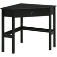 thumbnail image 2 of HOMCOM Corner Desk, Triangle Computer Desk with Drawer and Storage Shelves for Small Spaces, Home Office Workstation for Living Room, or Bedroom, Black, 2 of 9