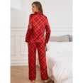 thumbnail image 6 of ebukurty Women's Pajama Sets 2 Piece Long Sleeves Red Plaid with Pocket Lounge Sets, Sizes S-XL, 6 of 9