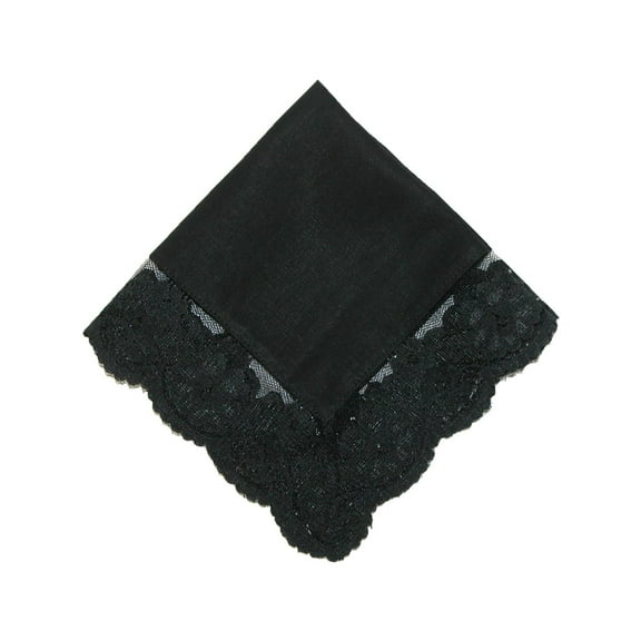 CTM Cotton Black Fairy Lace Handkerchief (Women)