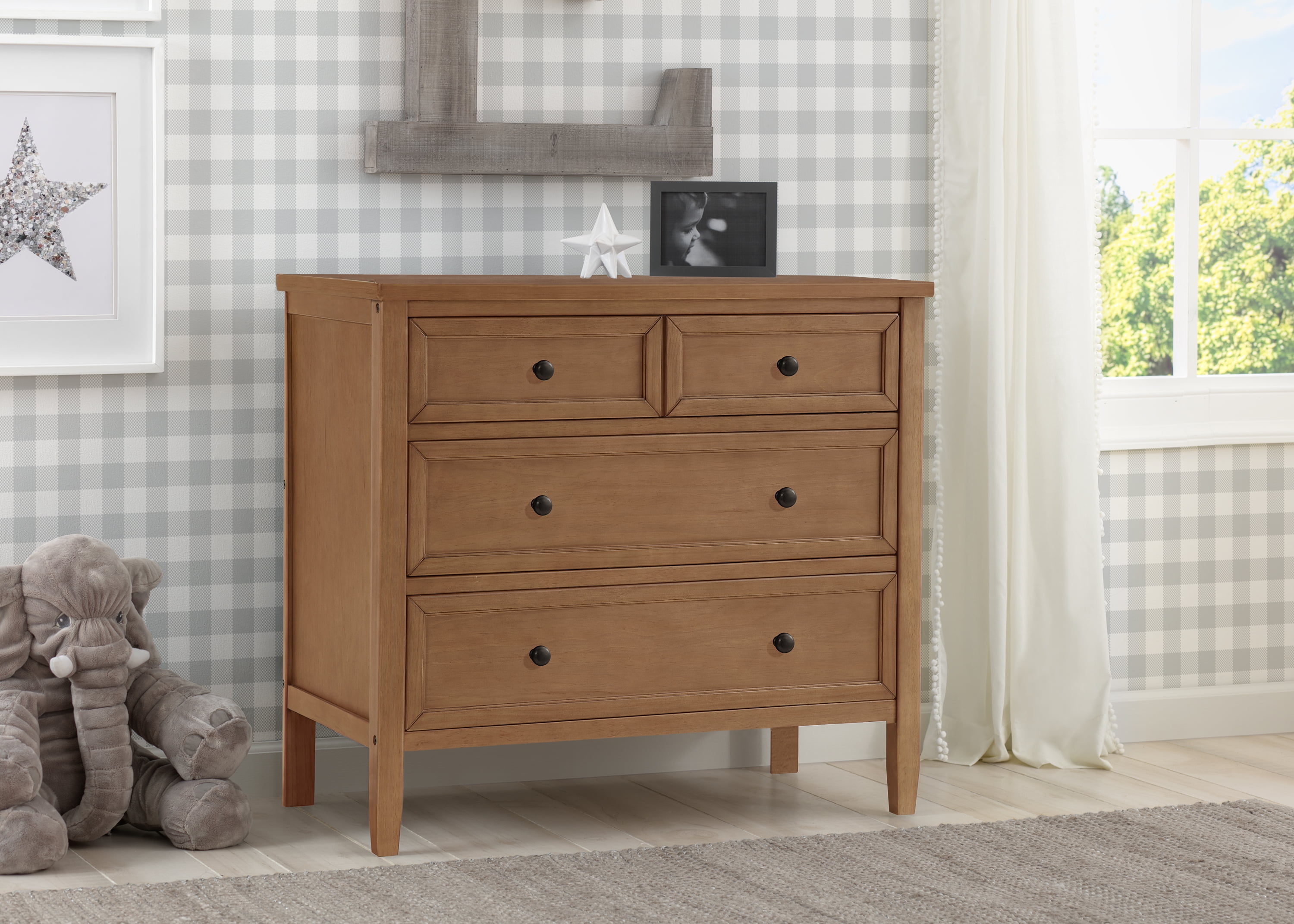 Delta Children Epic 3 Drawer Dresser with Interlocking Drawers, Chestnut