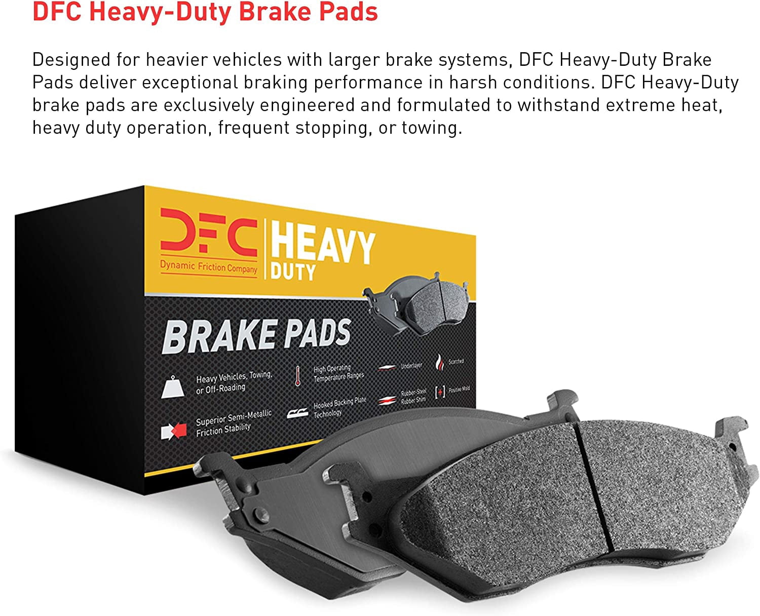 Dynamic 1214-0931-00 DFC Heavy Duty Pads - Semi Metallic Fits select: 2003-2011 MERCURY GRAND MARQUIS, 2003-2011 FORD CROWN VICTORIA