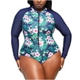 thumbnail image 2 of Tdoqot Plus Size Tankini Swimsuits for Women- Zipper Printed Modest Summer One Piece Bathing Suit Green Size XL, 2 of 8