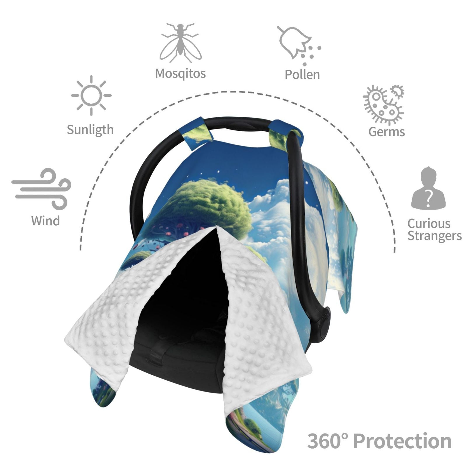 Car Seat Cover Baby - Fantasy Treehouse Planet Scene Breathable Infant Car Seat Cover for Baby Carseat, Lightweight Comfort Baby Essentials Must Haves Newborn Stuff for Girl Boy