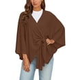 thumbnail image 2 of MAIHAN Shawl Wraps for Women,Soft Open Front Poncho Sweater,Lightweight Knit Shawl Cardigan,Loose Fit Travel Wrap,Casual Elegant Cover Up(Coffee), 2 of 5
