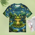 thumbnail image 4 of Frog Moonlight Night Women's T-Shirt Short Sleeve T Shirts Tops Tee Ladies Loose T, 4 of 7