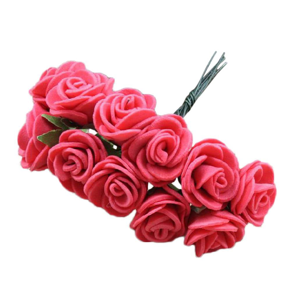 Mini Foam Rose Red Artificial Flowers For Home Wedding Car Hair Decor 120Pcs 
