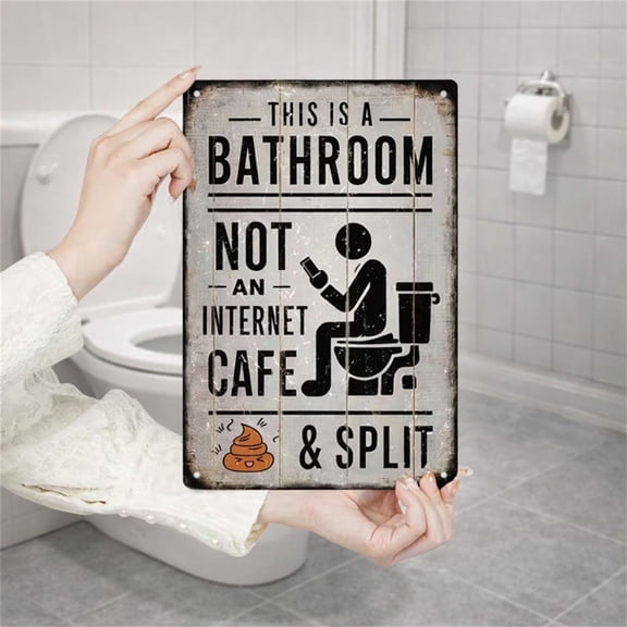 Meiiso Bathroom Door Sign This is Not An Internet Cafe, Funny Metal Tin Sign Wall Decor for Bathroom Restroom Toilet 8x12 Inch