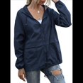 thumbnail image 3 of Impermeables para Mujer, Impermeables, Resistentes Al Viento, Ajustables, con Capucha y Bolsillos. Azul Oscuro M, 3 of 9