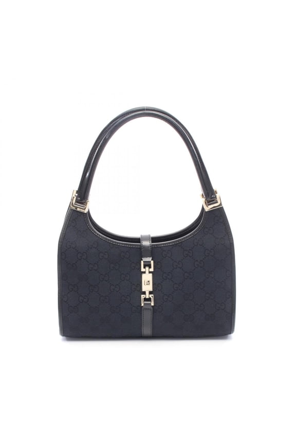 Pre-Owned Gucci Jackie GG Canvas Handbag, and Leather, Women's, Black, 002-1068