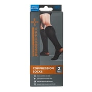 Tommie Copper Compression Socks 2 Pack, Small/Medium , Black, Unisex Sizing