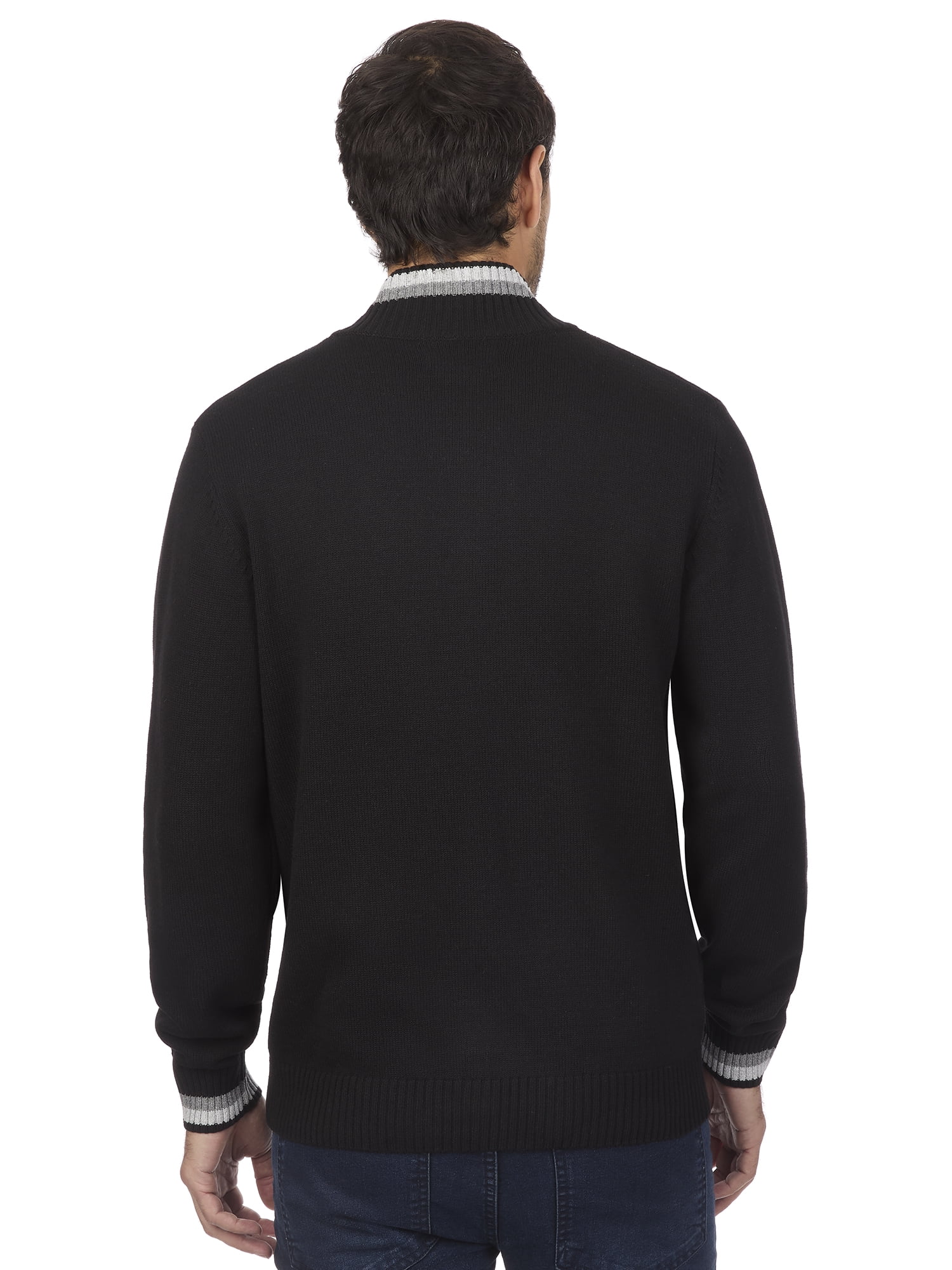 U.S. Polo Assn Men's Textured Chest Stripe Full-Zip Sweater