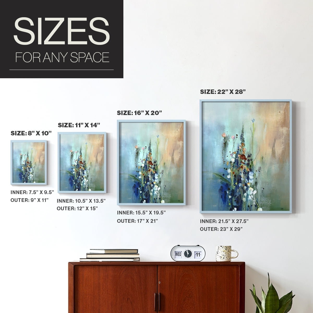 Current Air I Framed Print in Blue Solid Wood Framed Print No Nail Hanging