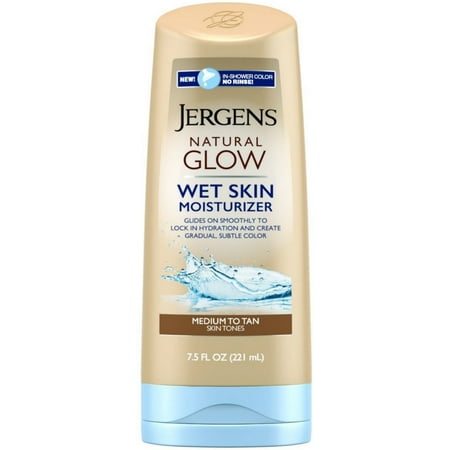 Jergens Natural Glow Wet Skin Moisturizer, Medium to Tan Skin Tones 7.5 oz (Pack of 3)