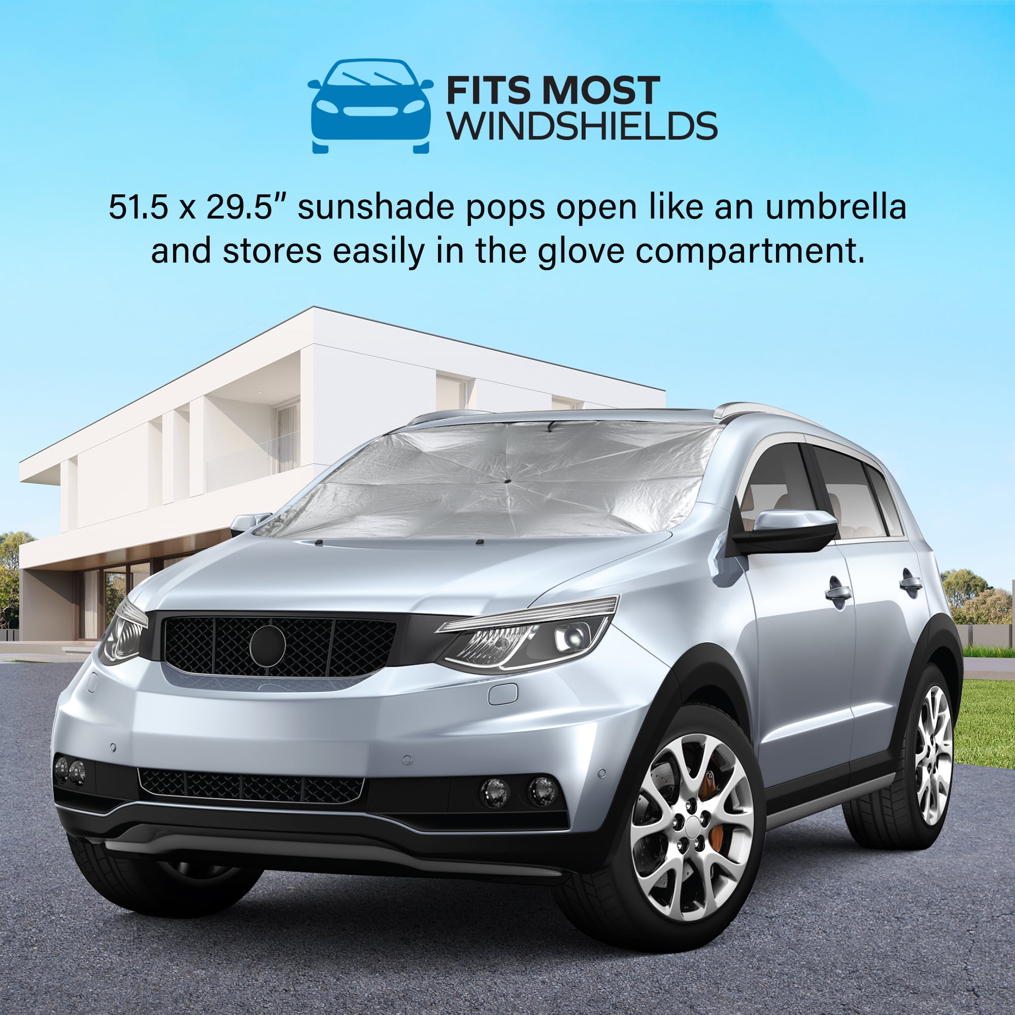 Xtreme Auto Pop-up Car Sunshade Umbrella for Windshield - Daily Sun Protection, Compact & Easy Storage, Reflective Material, Fits Most Vehicles